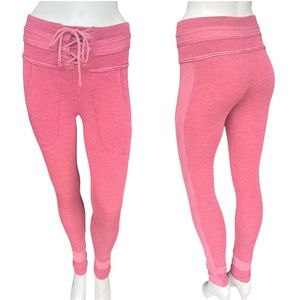 Free People Movement Contrasting Pink Heathered Lace Up Leggings Size Small